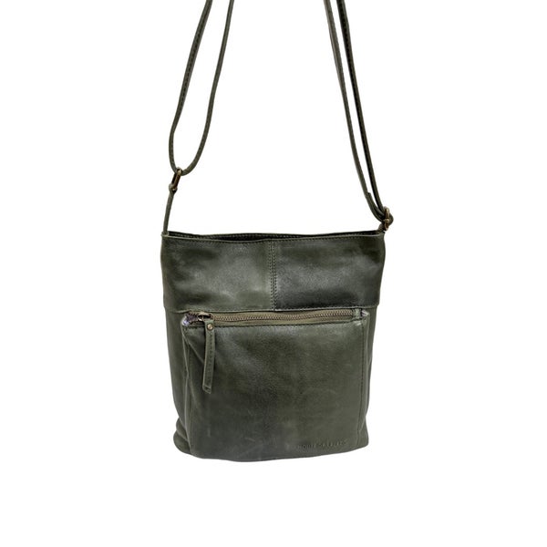 Olkalaukku nahkaa 3030004 Moss (vihre&auml;)