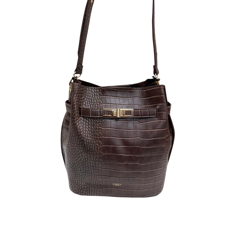 Ulrika olkalaukku 35-6829 kroko ruskea