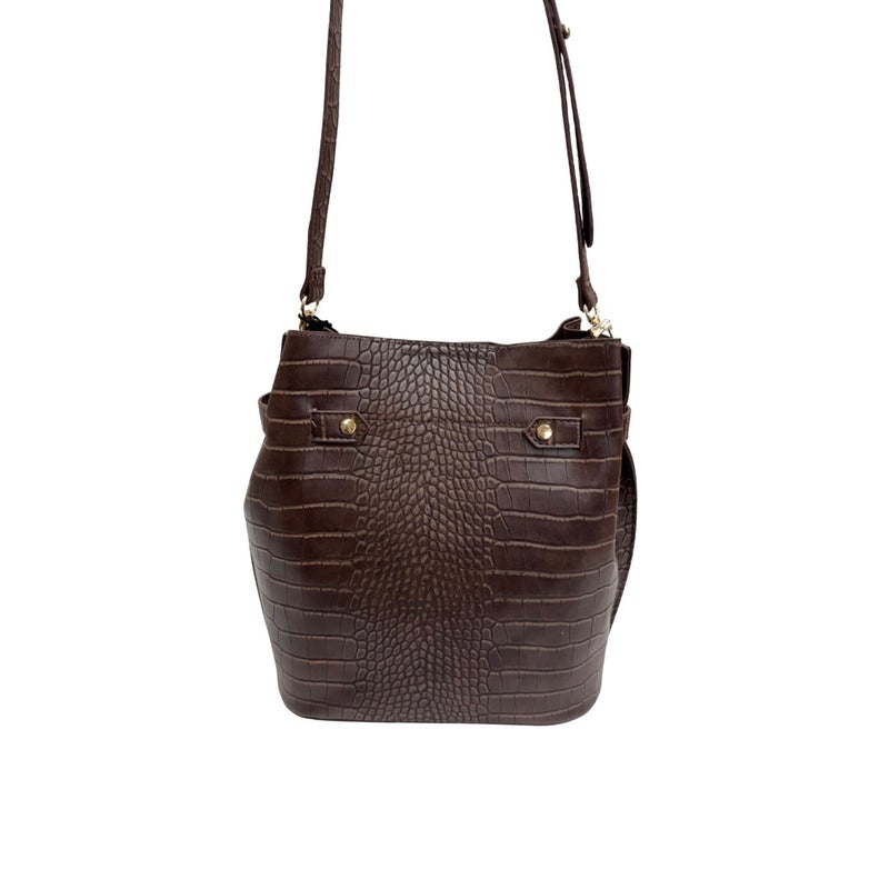 Ulrika olkalaukku 35-6829 kroko ruskea