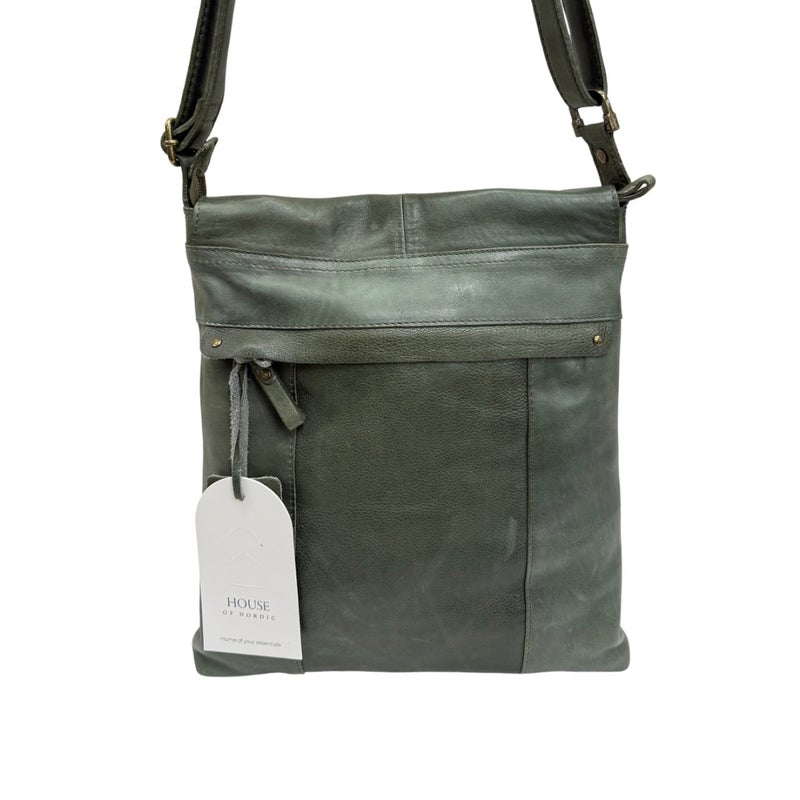 Olkalaukku nahkaa 3030047 Moss (vihre&auml;)