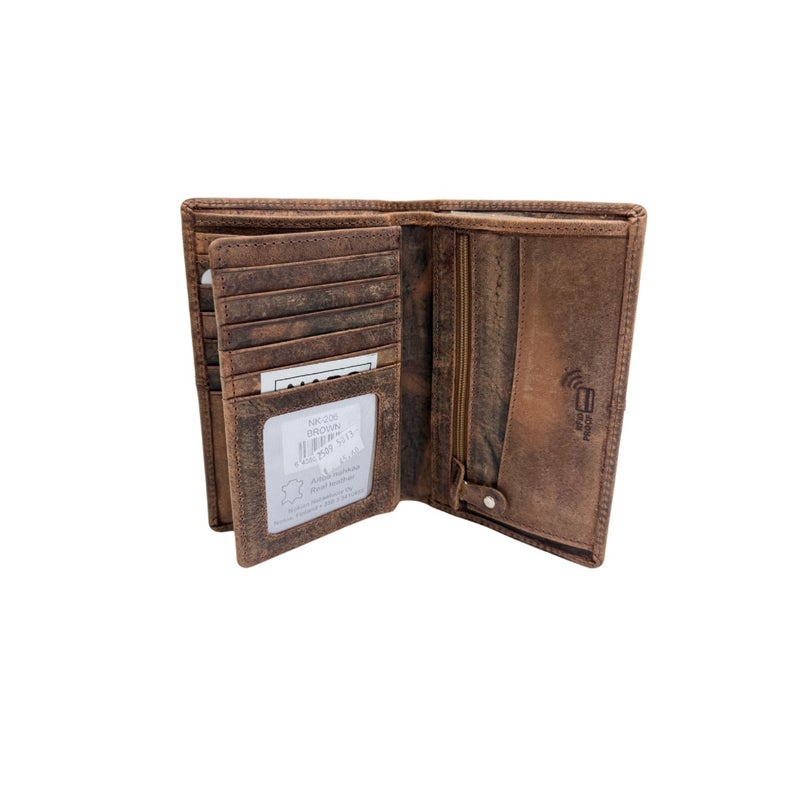 Nahkalompakko Nabo RFID nk-206 antiikkiruskea